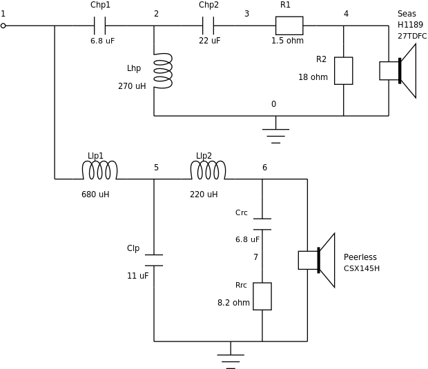 Crossover filter schematics